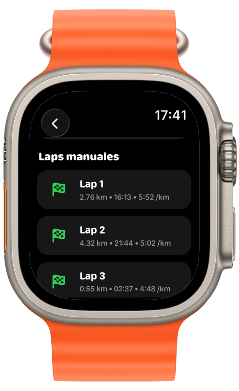Pantalla de resumen de actividad en Apple Watch